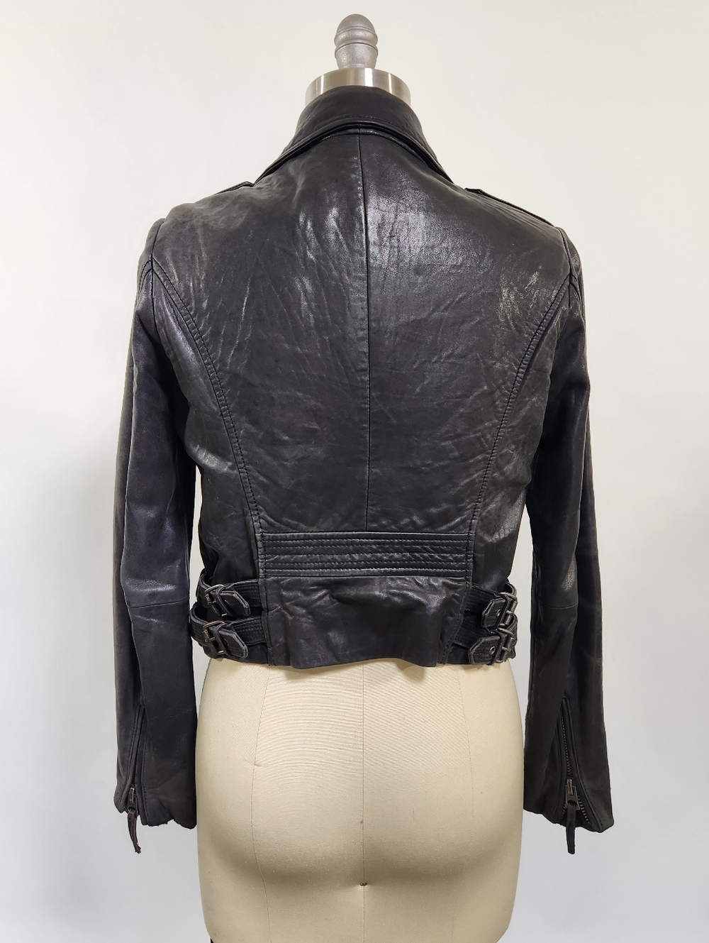 Lucky Brand Black Leather Moto Biker Jacket - Picture 3 of 4